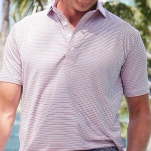 NWT Collars & Co. Liberty White Red Blue Featherweight Relaxed Flex Polo Small